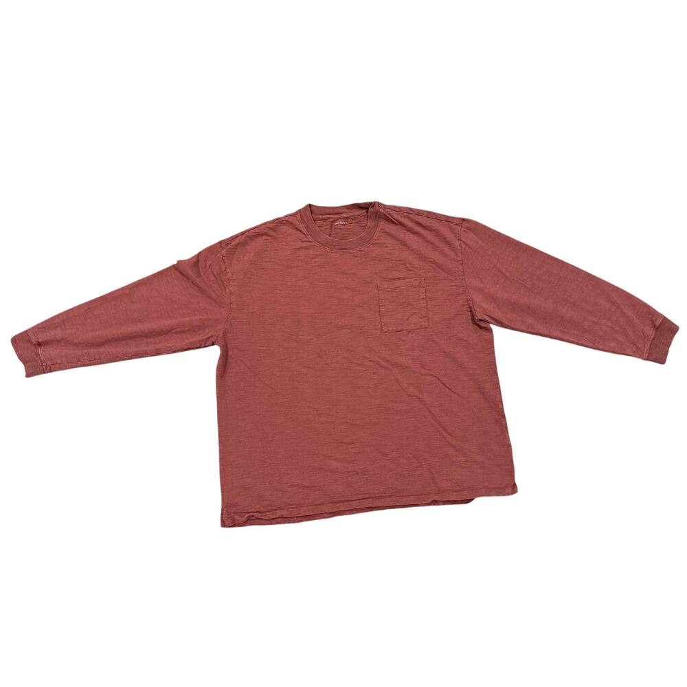 Old Navy Mens Long Sleeve Front Pocket T-Shirt faded red